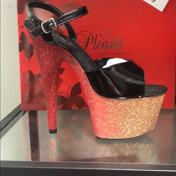 Pleaser Shoes - Pleaser Adore Gold glitter Ombré stripper heels